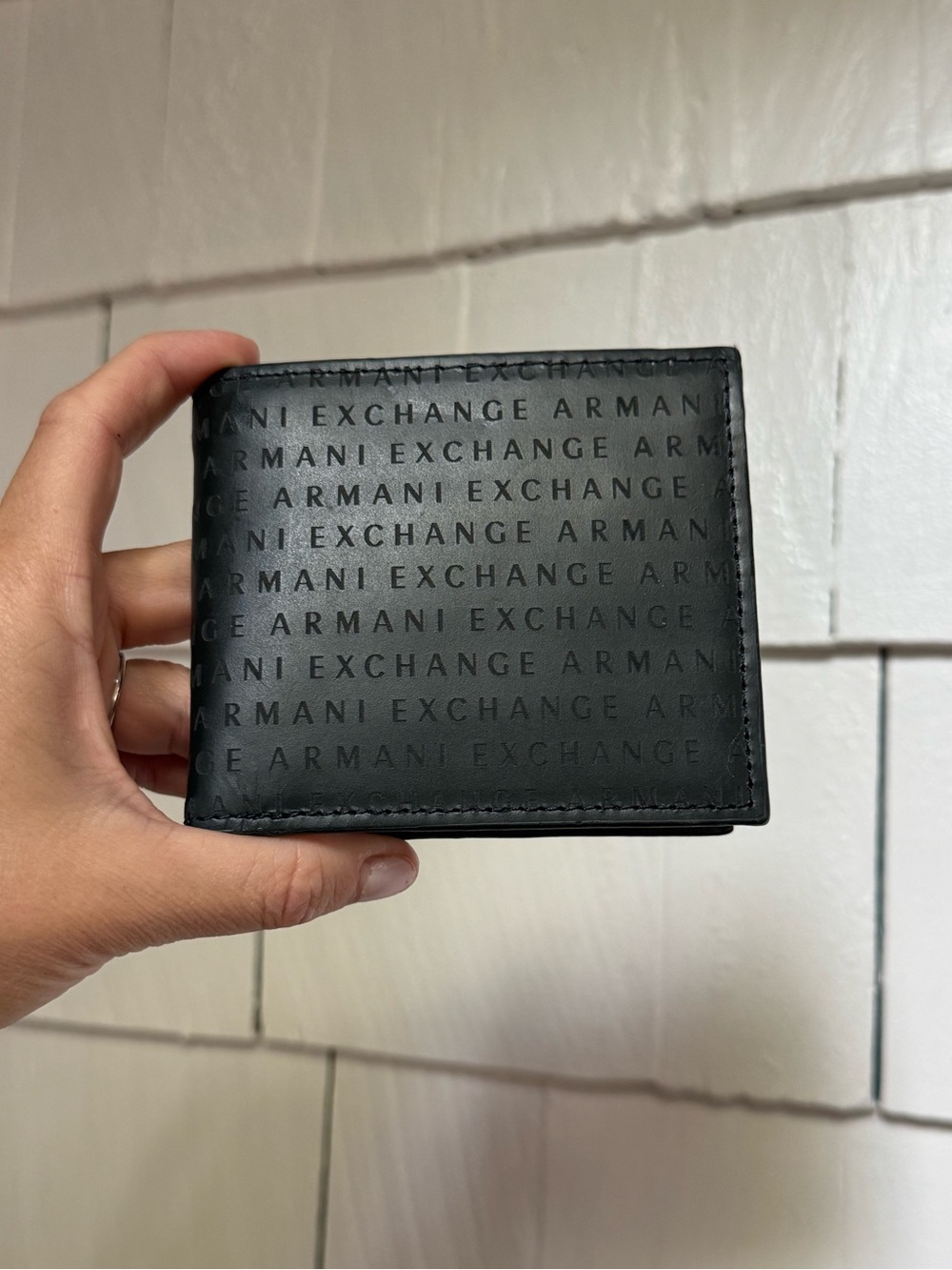 Armani Exchange Black Logo Bi-Fold Wallet with tags
